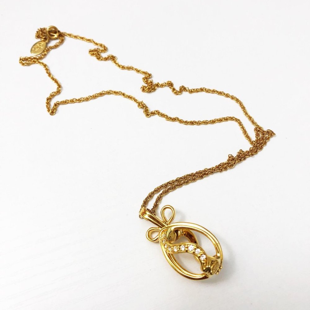 Vintage Joan Rivers Gold Open Egg Necklace - Picture 4 of 6